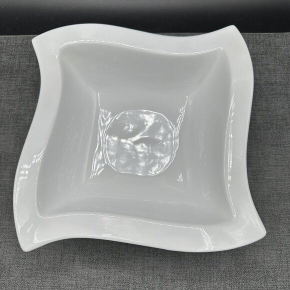 SIMPLE DINING Square Wavy Serving Bowl White Porcelain New Wave Modern Style 7.5 - Picture 3 of 12